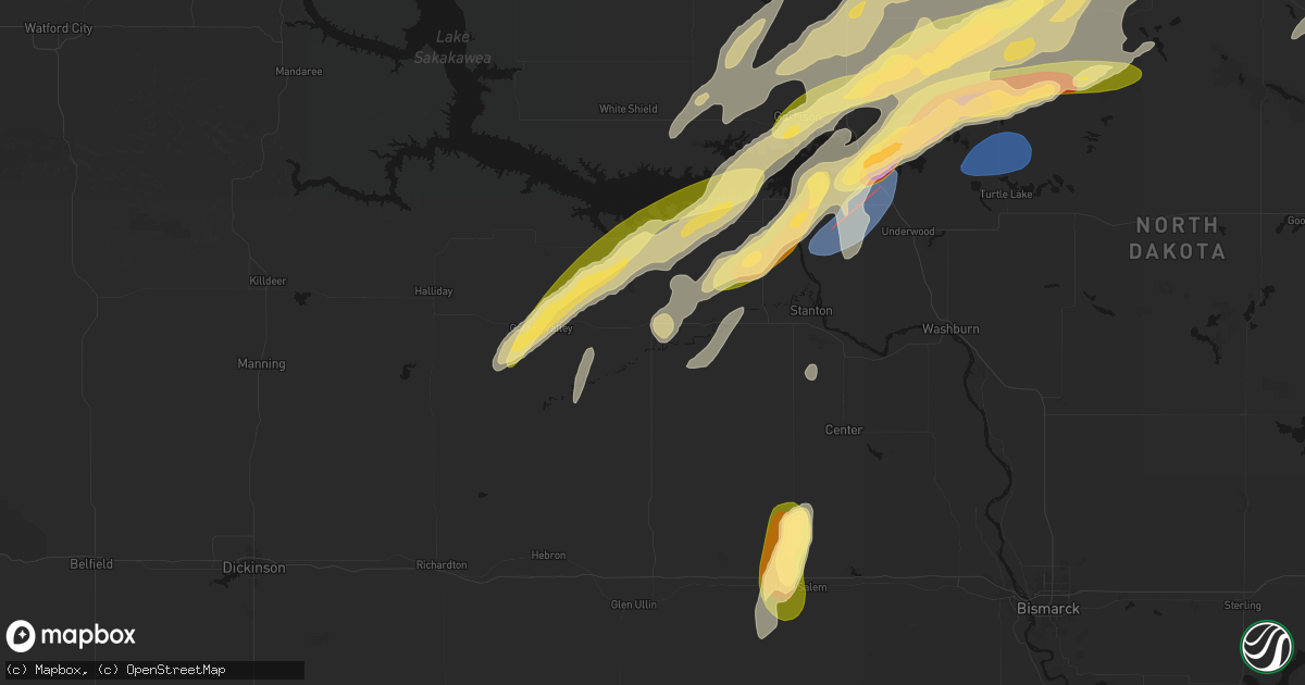 Hail map in Beulah, ND on June 28, 2026
