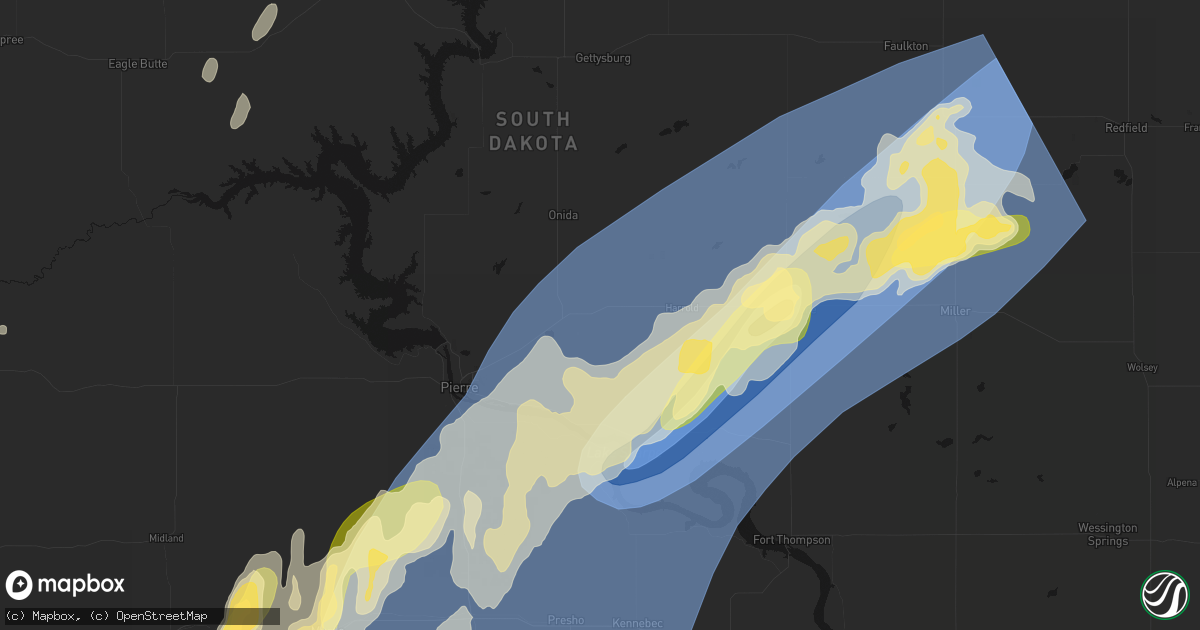 Hail map in Blunt, SD on June 28, 2026