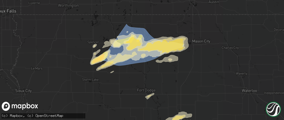 Hail map in Bode, IA on June 28, 2026