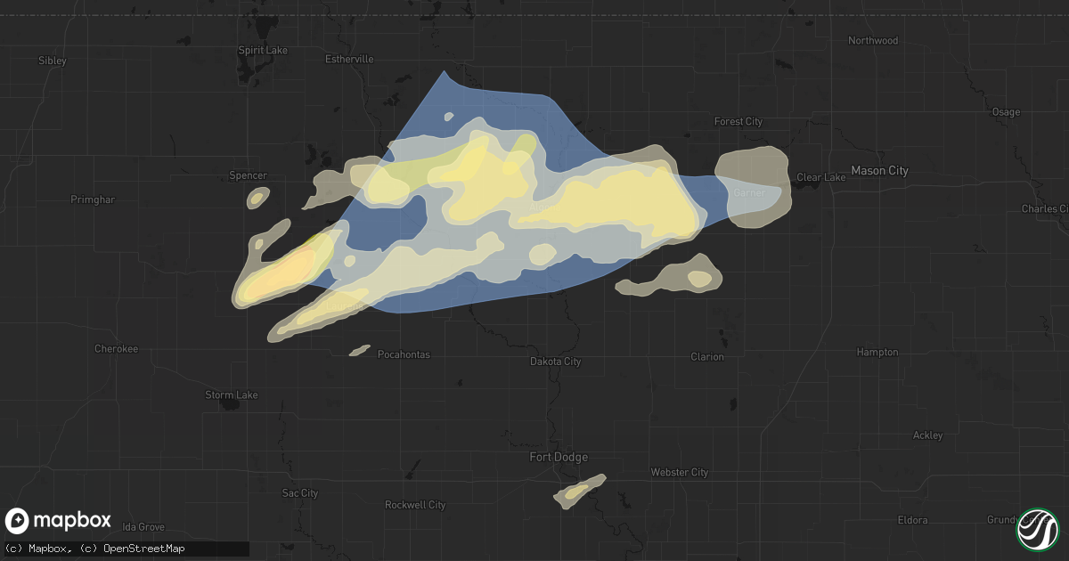 Hail map in Bode, IA on June 28, 2026