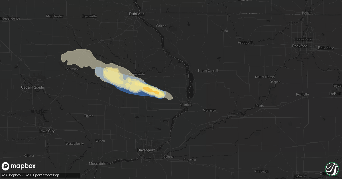Hail map in Bryant, IA on June 28, 2026