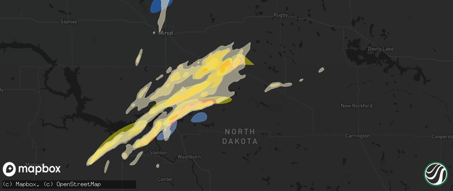 Hail map in Butte, ND on June 28, 2026