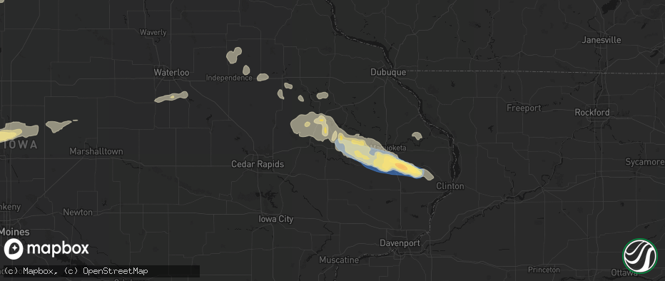 Hail map in Center Junction, IA on June 28, 2026
