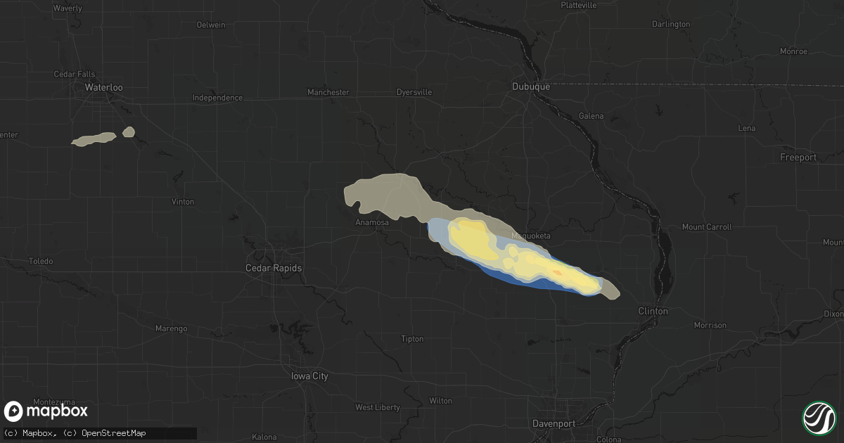 Hail map in Center Junction, IA on June 28, 2026
