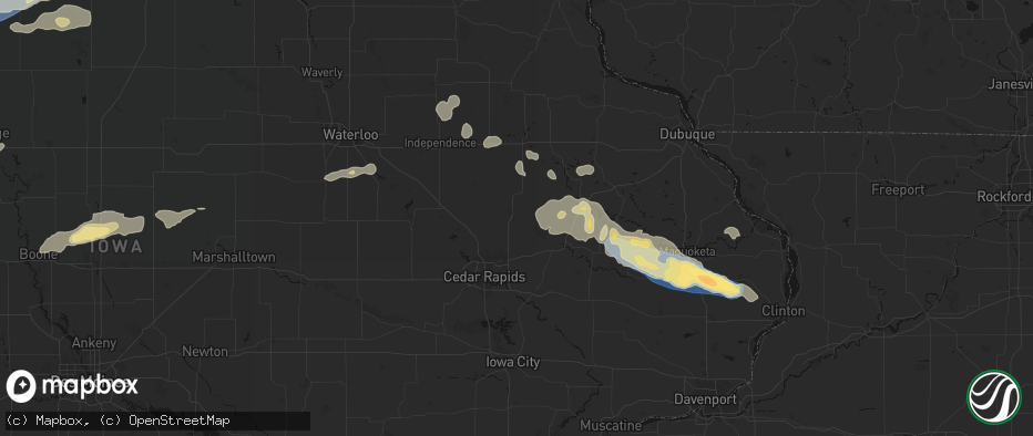 Hail map in Central City, IA on June 28, 2026