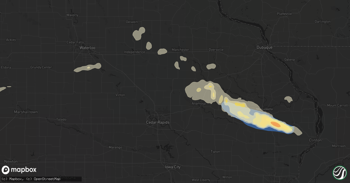 Hail map in Central City, IA on June 28, 2026