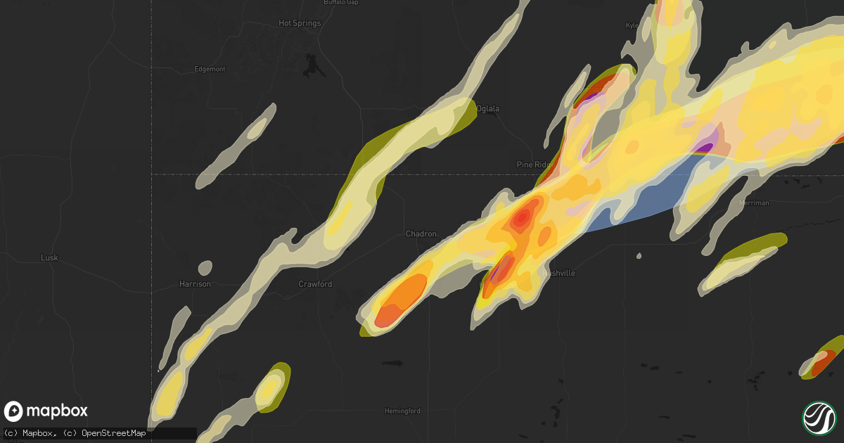 Hail map in Chadron, NE on June 28, 2026