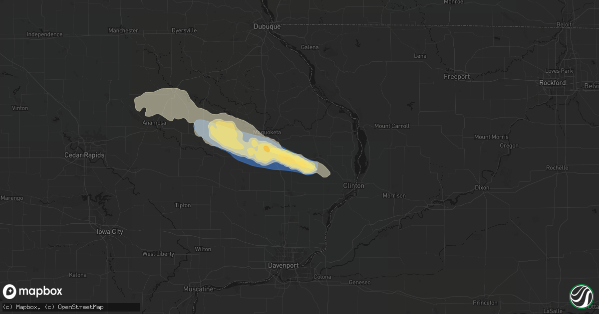 Hail map in Charlotte, IA on June 28, 2026