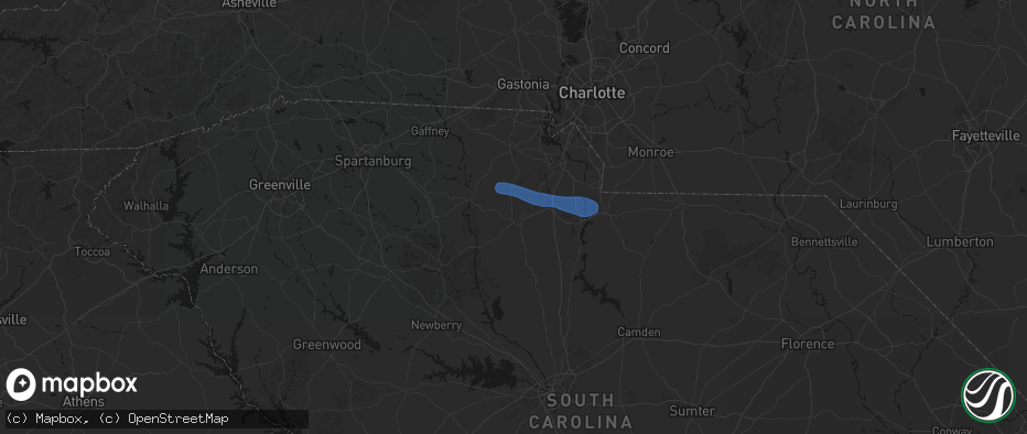 Hail map in Chester, SC on June 28, 2026