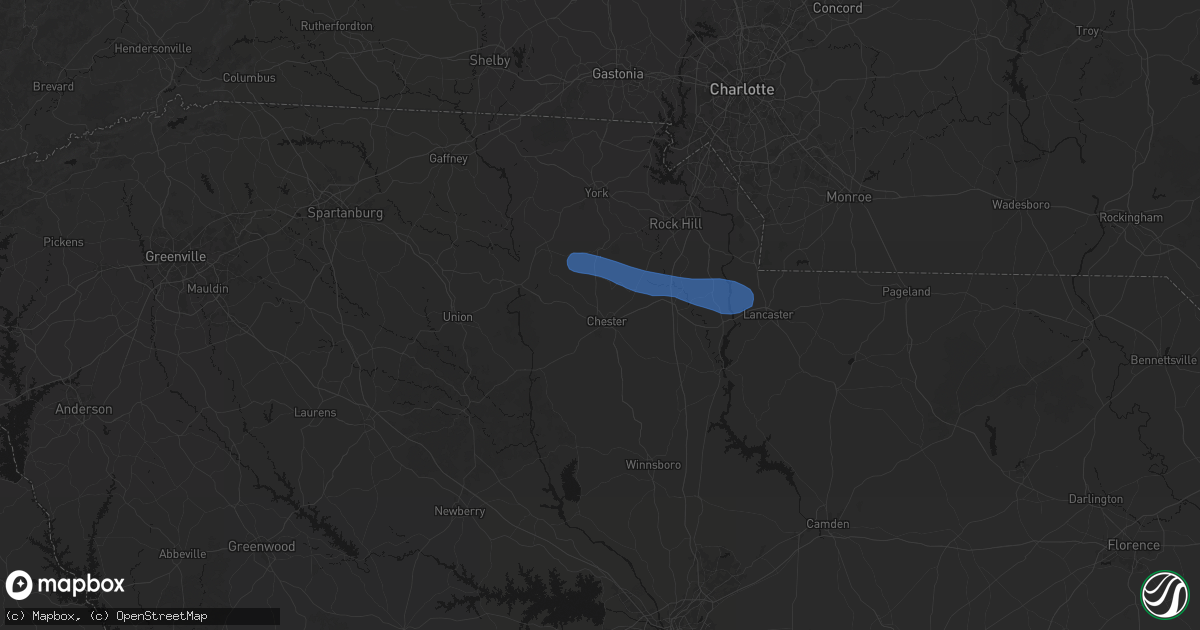 Hail map in Chester, SC on June 28, 2026