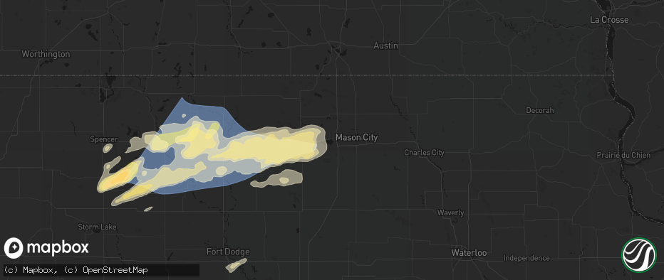 Hail map in Clear Lake, IA on June 28, 2026