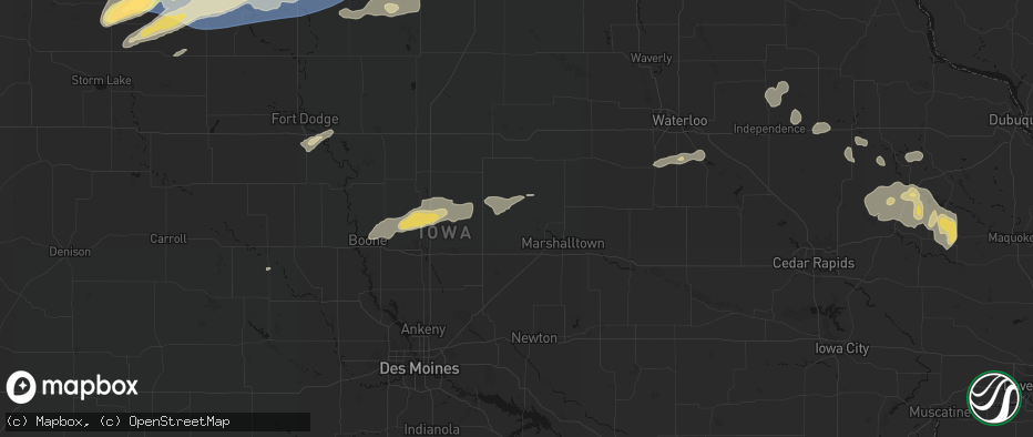 Hail map in Clemons, IA on June 28, 2026