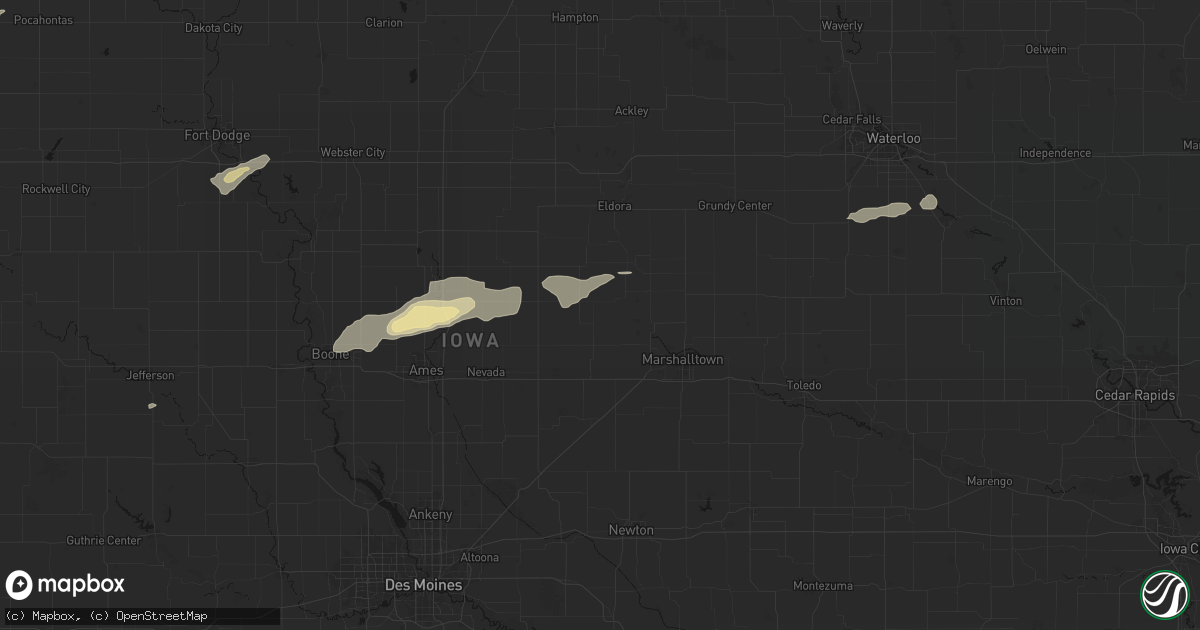 Hail map in Clemons, IA on June 28, 2026