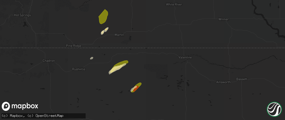 Hail map in Cody, NE on June 28, 2026