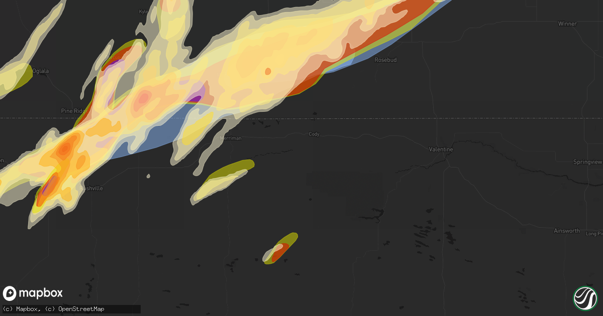Hail map in Cody, NE on June 28, 2026