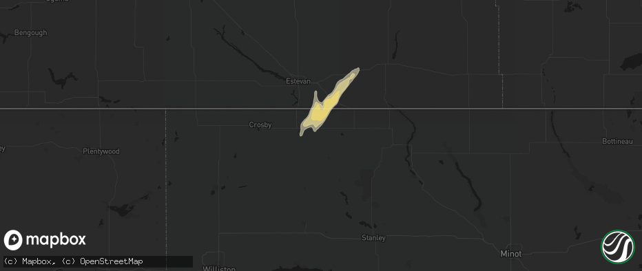 Hail map in Columbus, ND on June 28, 2026