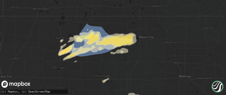 Hail map in Corwith, IA on June 28, 2026