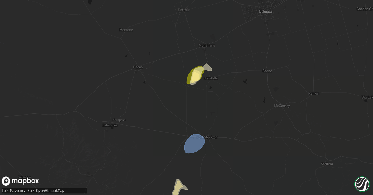 Hail map in Coyanosa, TX on June 28, 2026