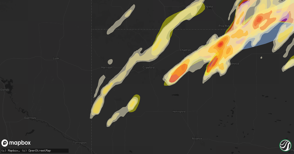 Hail map in Crawford, NE on June 28, 2026