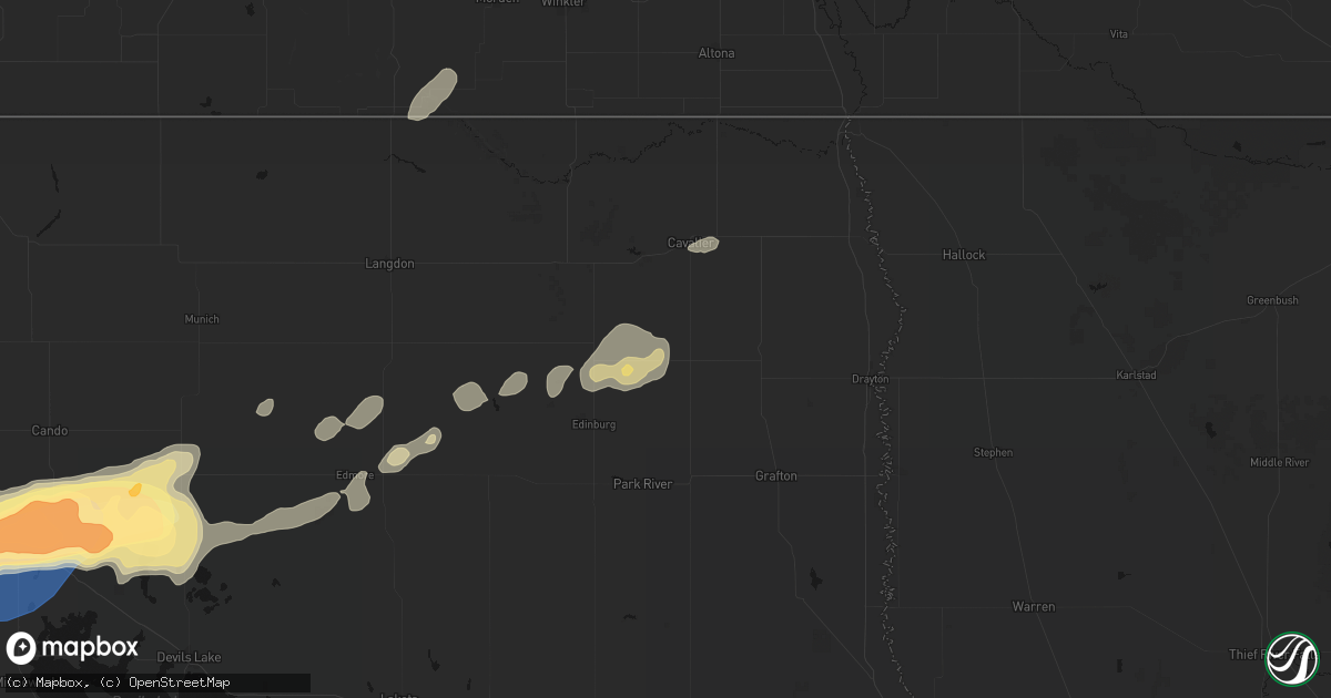 Hail map in Crystal, ND on June 28, 2026