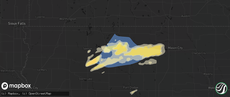 Hail map in Cylinder, IA on June 28, 2026