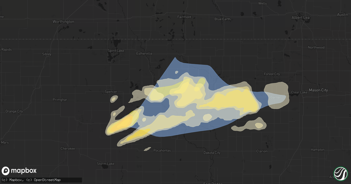 Hail map in Cylinder, IA on June 28, 2026