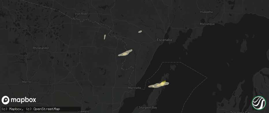 Hail map in Daggett, MI on June 28, 2026