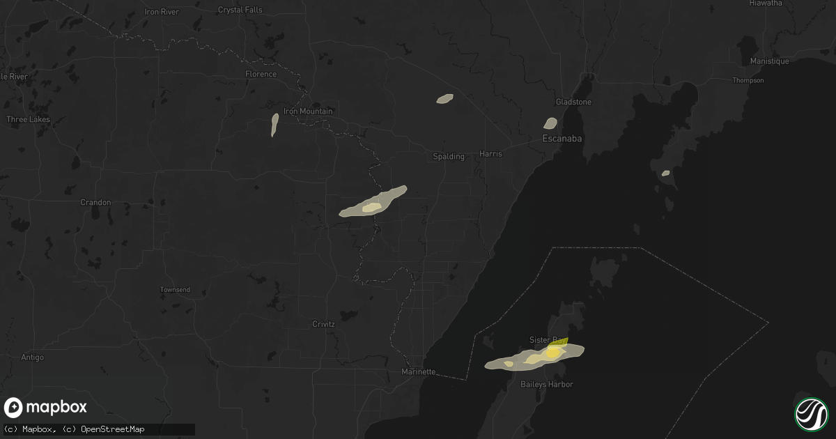 Hail map in Daggett, MI on June 28, 2026