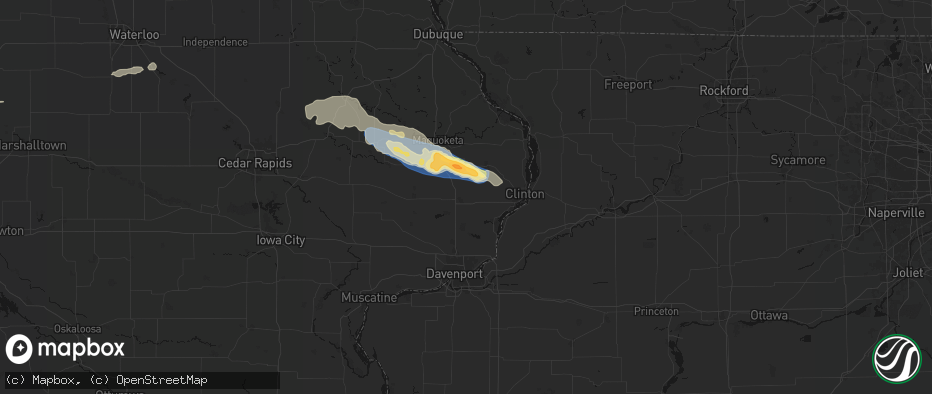 Hail map in De Witt, IA on June 28, 2026