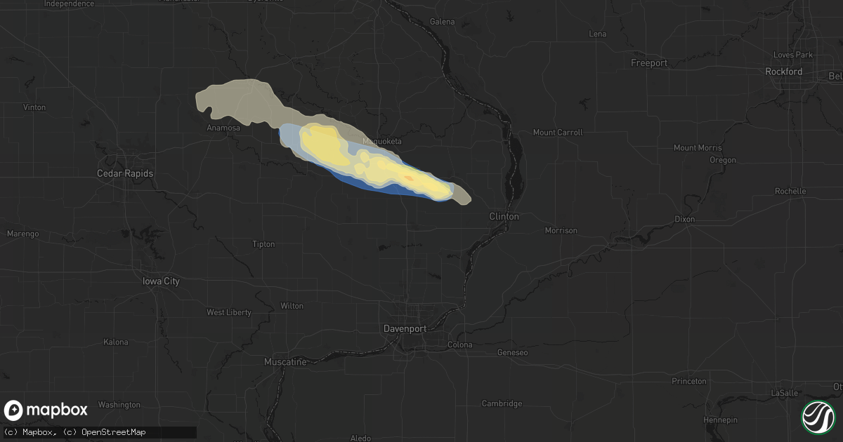 Hail map in De Witt, IA on June 28, 2026