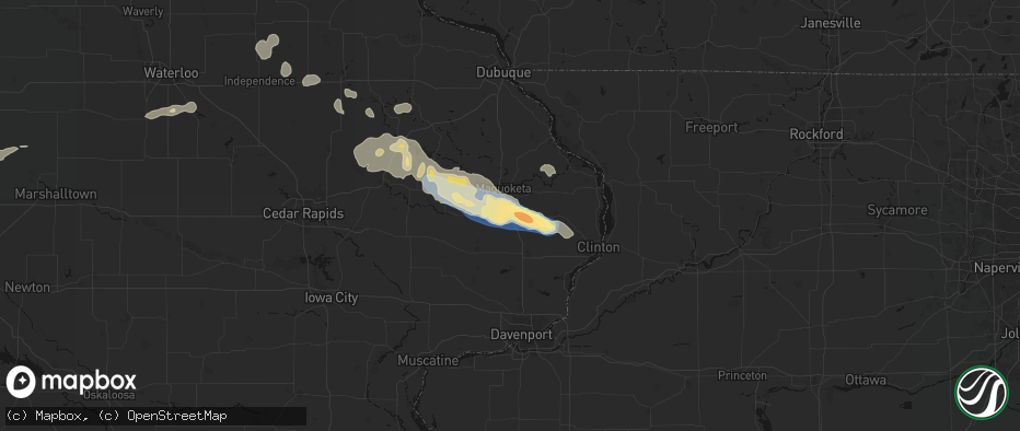 Hail map in Delmar, IA on June 28, 2026