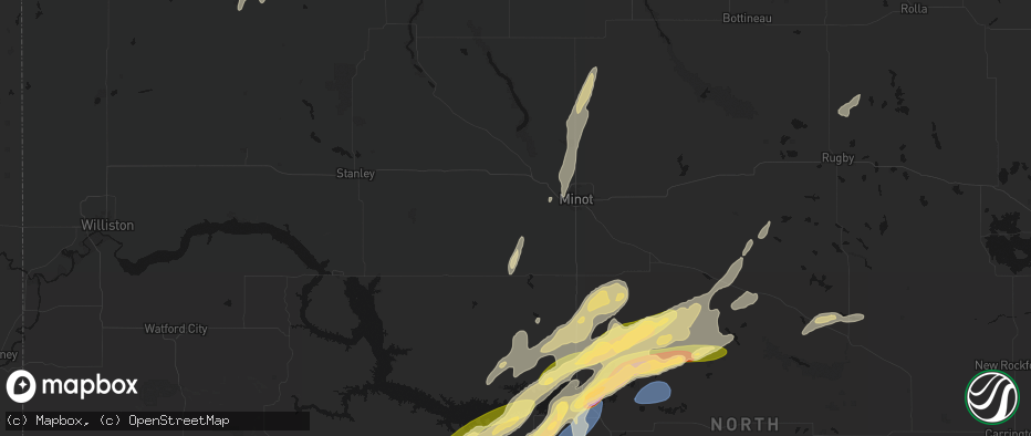 Hail map in Des Lacs, ND on June 28, 2026