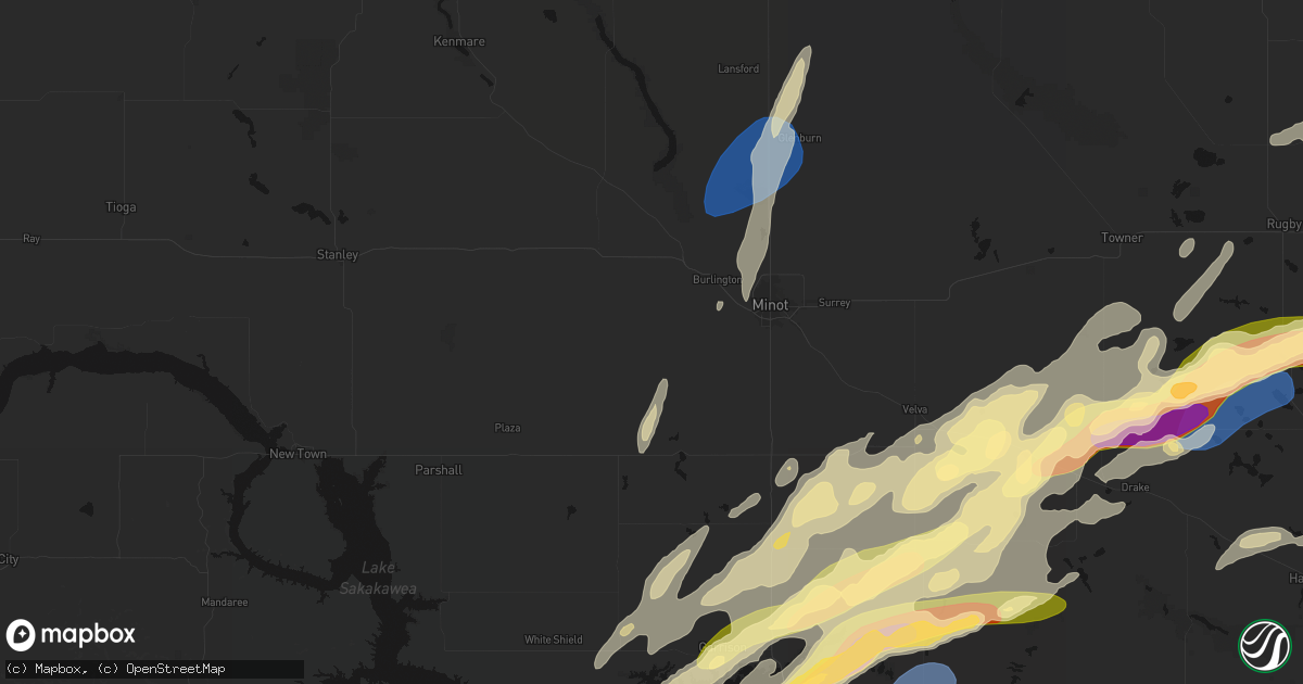 Hail map in Des Lacs, ND on June 28, 2026