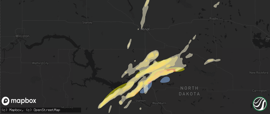 Hail map in Douglas, ND on June 28, 2026