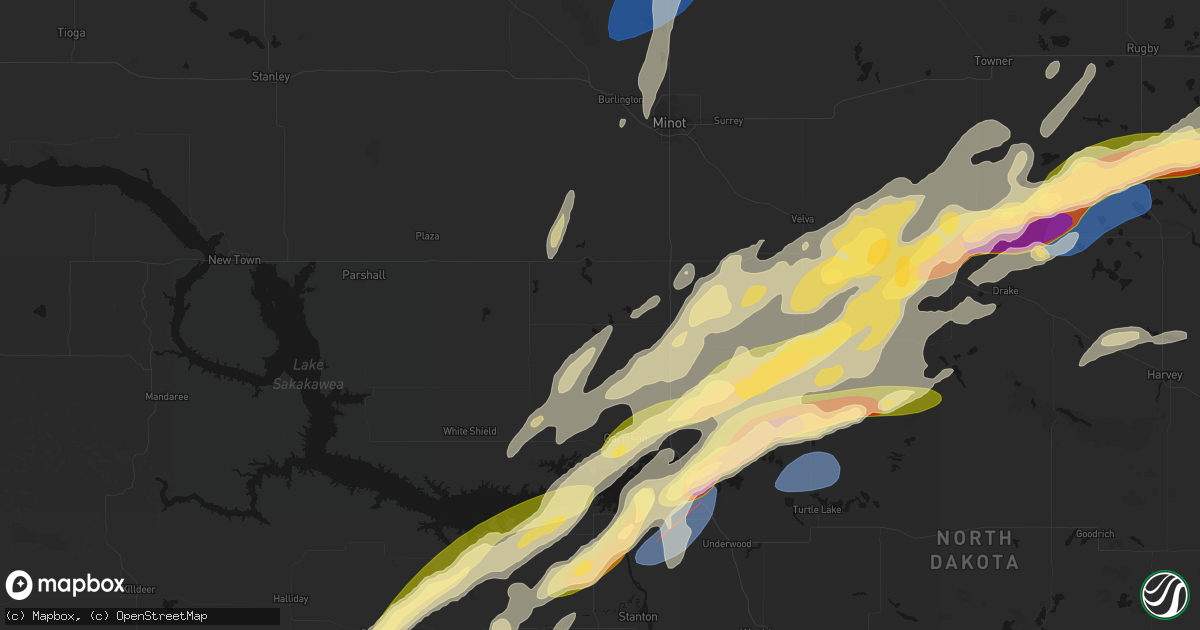 Hail map in Douglas, ND on June 28, 2026