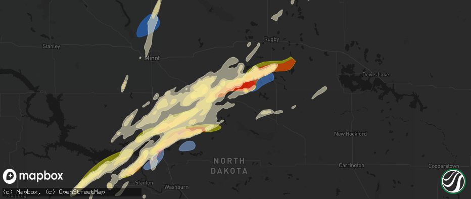 Hail map in Drake, ND on June 28, 2026