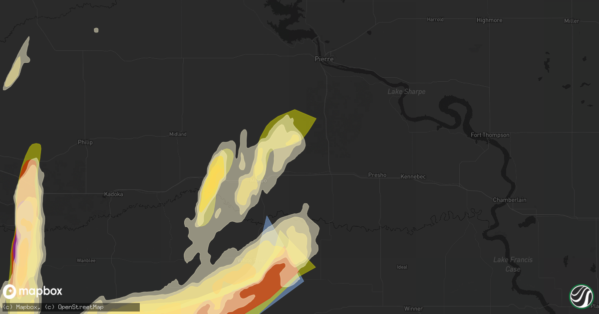 Hail map in Draper, SD on June 28, 2026