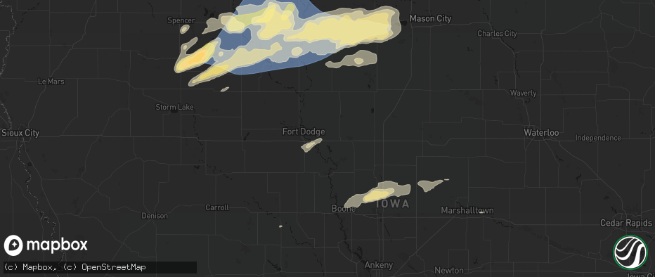 Hail map in Duncombe, IA on June 28, 2026