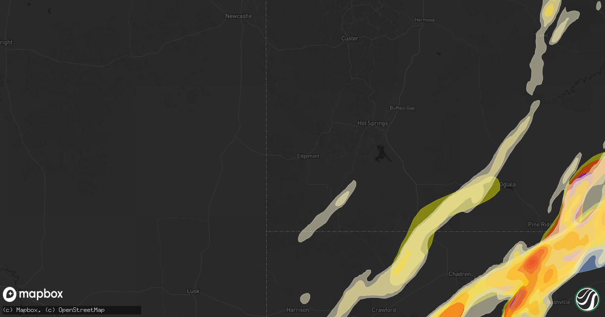 Hail map in Edgemont, SD on June 28, 2026