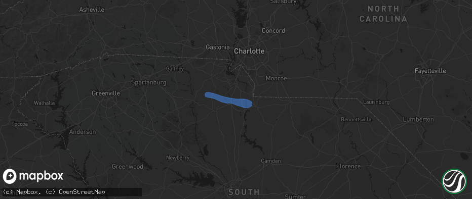 Hail map in Edgemoor, SC on June 28, 2026