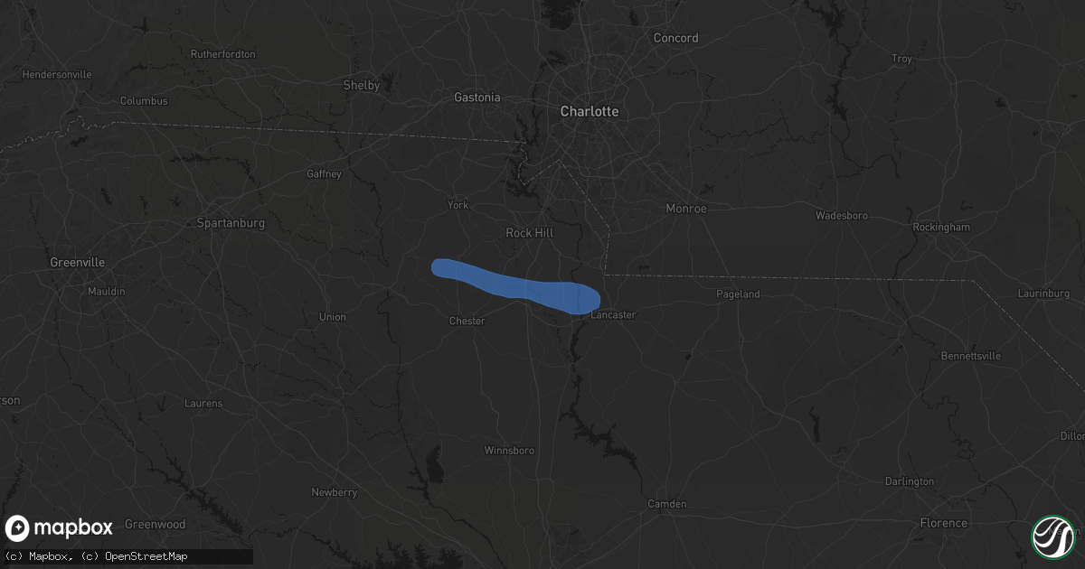 Hail map in Edgemoor, SC on June 28, 2026