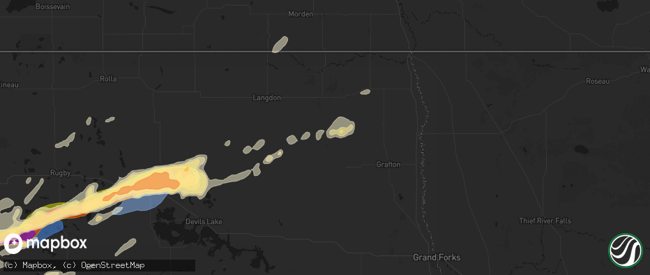 Hail map in Edinburg, ND on June 28, 2026