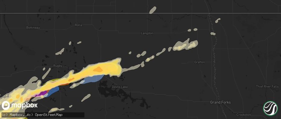 Hail map in Edmore, ND on June 28, 2026