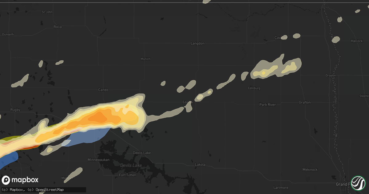 Hail map in Edmore, ND on June 28, 2026
