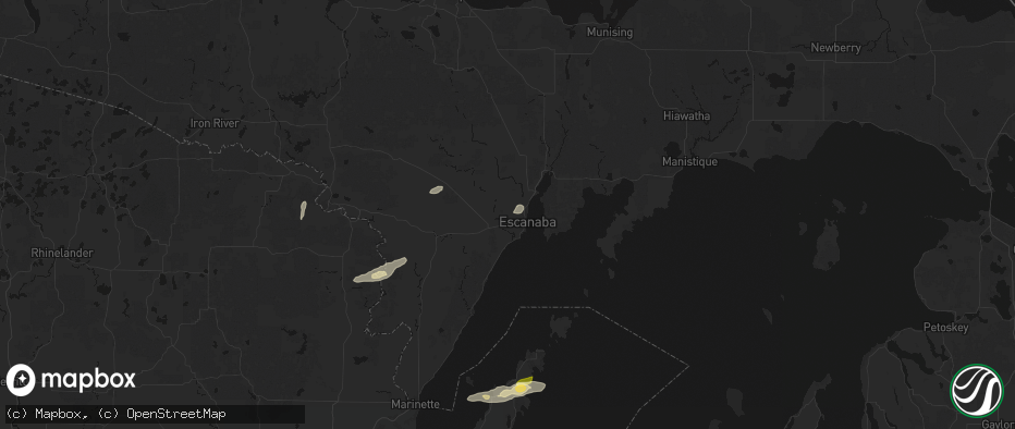 Hail map in Escanaba, MI on June 28, 2026