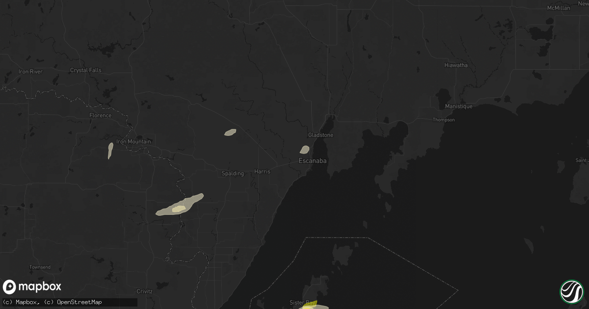 Hail map in Escanaba, MI on June 28, 2026