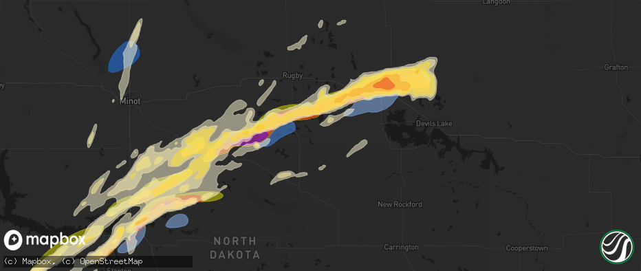 Hail map in Esmond, ND on June 28, 2026