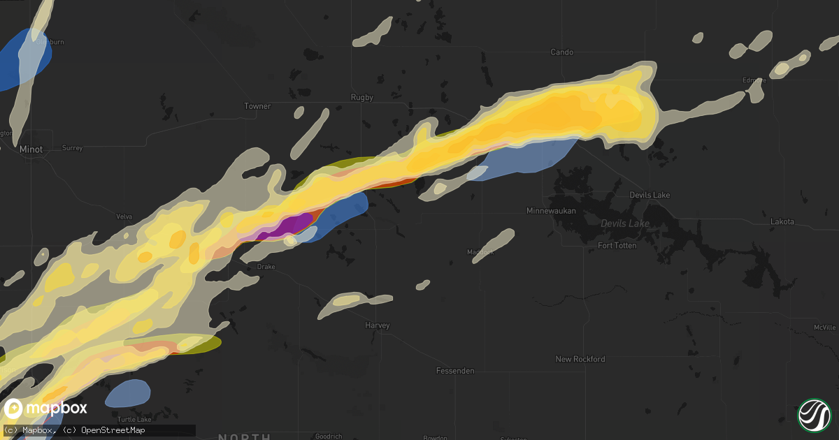 Hail map in Esmond, ND on June 28, 2026