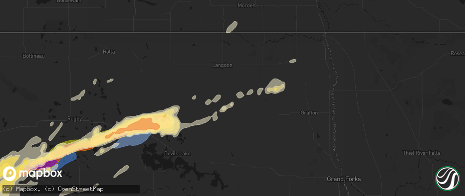Hail map in Fairdale, ND on June 28, 2026