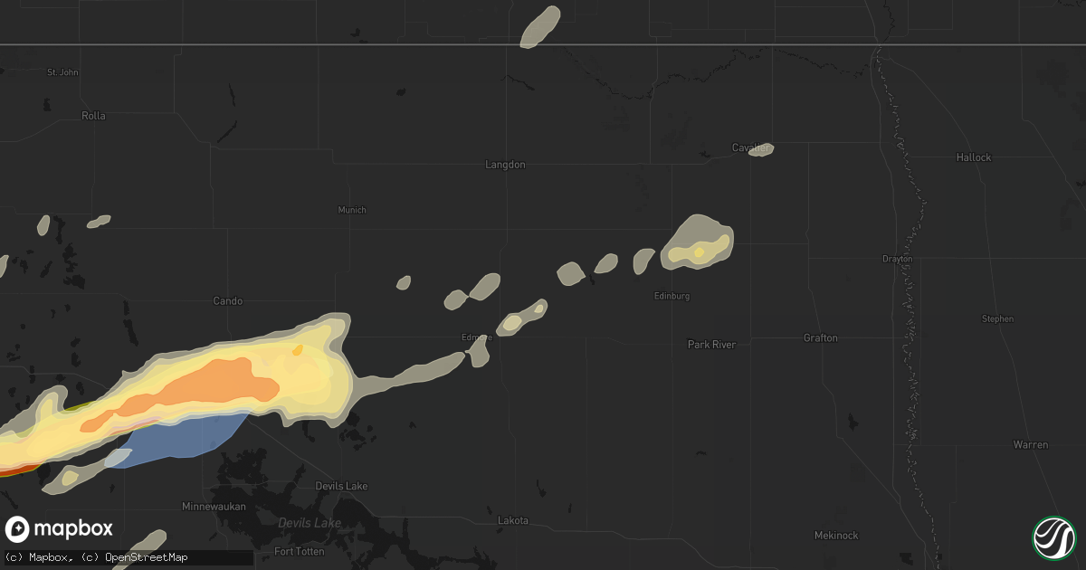 Hail map in Fairdale, ND on June 28, 2026